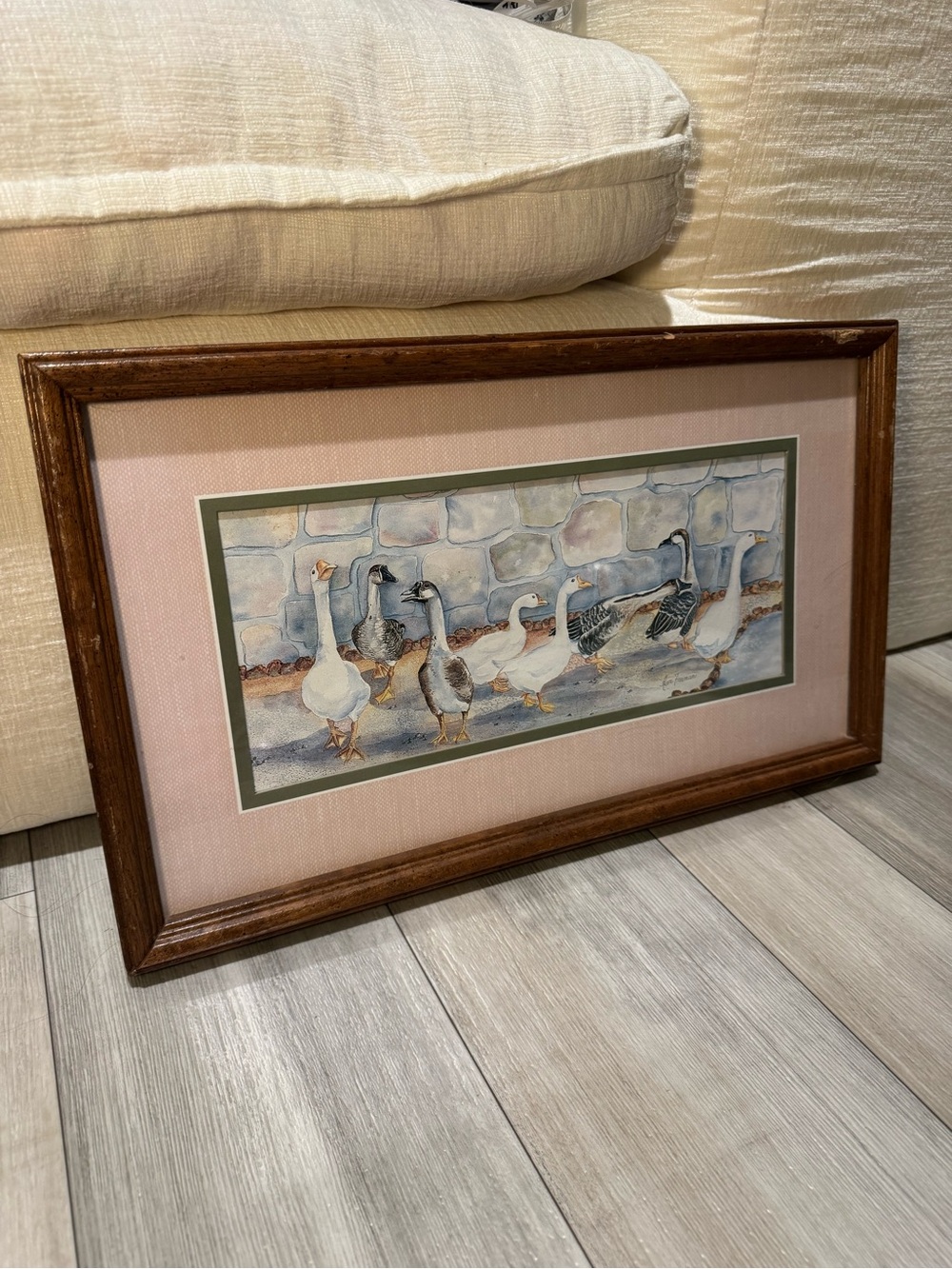 Vintage Ava Freeman Geese Print, 1980s Watercolor Wall Art